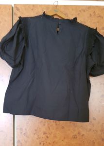 Black Schiffli Top High Neck