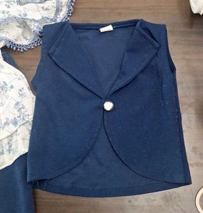Baby Girl Top Cpari Set With Jacket