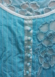 🩵🤍sky Blue Anarkali Kurta Set In Pure Cotton