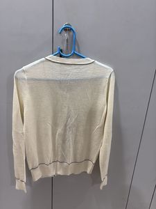 Cream Cardigan w/ Black Trim