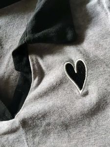 Gray Polo Shirt with Heart Detail