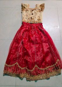 Red Colour Girl Full Work Designer Crop Top