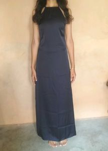Navy Blue Halter-Neck Maxi Dress