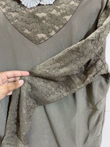 Elegant Olive Green Lace Top