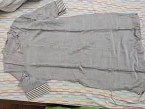 Grey Cotton Silk Kurta