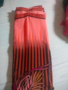 2 Piece Orange Printed Saree