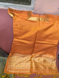 Orange Color 2-Blouses And Dupatta Set For Lehenga