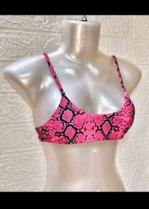 Pink Snake Print Bikini Top 32 to 34 inches