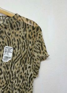 Trendy New Leopard Print Mesh Top