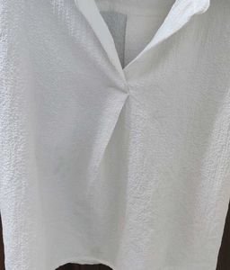 White Textured Puff Sleeve Top