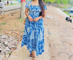 Paisley Print Blue Maxi Dress