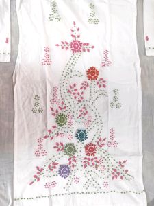 White Beautiful Cotton With Wonderfull Kadha