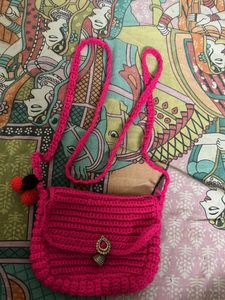 Handmade Pink Crochet Bag