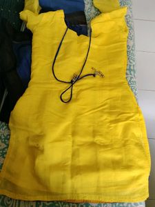 Yellow Embroidered Kurti