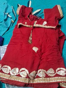 Red &amp; Gold Embroidered Dress