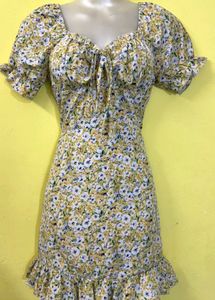 Floral Mini Dress - Puff Sleeve