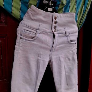 High-Waisted Blue Jeans Turned Into Faded Blu