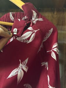 Red Leaf Print Co-ord Set - Tunic &amp; Pants