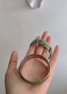 Emerald Metal Bangle Set