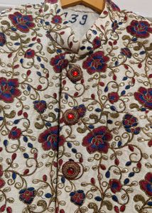 Rad+Blue Floral Design Sherwani