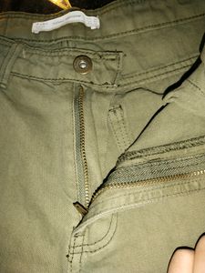 Women Olive Green Zara  High Waist Flared Jeans