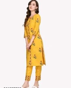 Floral Embroidered Kurti &amp; Pant Set