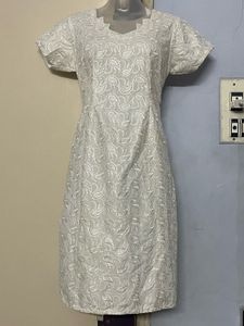 Pintrest Chikenderi white designer kurta