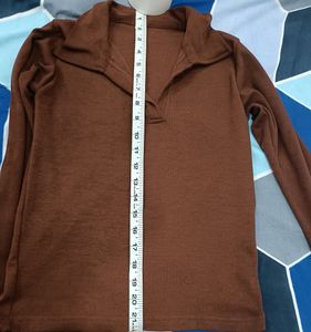 Women Brown Collar Neck Top