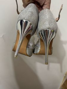 Elegant Silver Glitter Heels