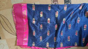 Elegant Blue & Pink Saree