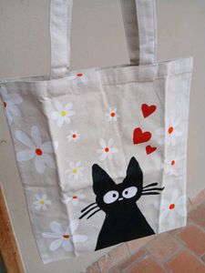 Cat Print Tote Bag| handpainted