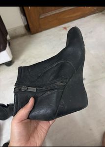 Black Wedge Heel Ankle Boots