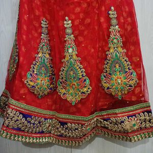 Red Embroidered Lehenga