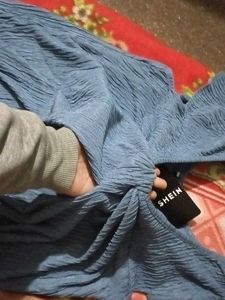 Blue Shein Top with Tie Detail