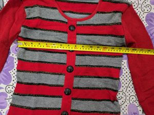 Red Grey Woolen Long Top