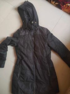 Sleek Black feather Jacket with Contrast Grey