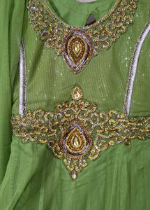 beautiful lime green net kurta set