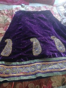Purple Velvet Lehenga Skirt