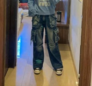 Unisex blue Cargo Super Baggy Jeans