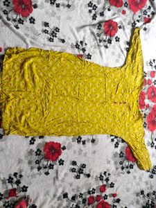 Yellow Printed Kurta