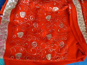 Orange Embroidered Saree