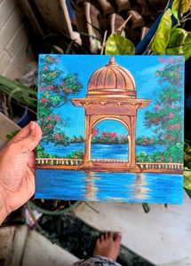 Beautiful Handmade Lakeside Udaipur Painting