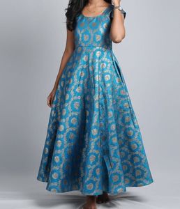 Elegant Blue & Gold princess flareddress