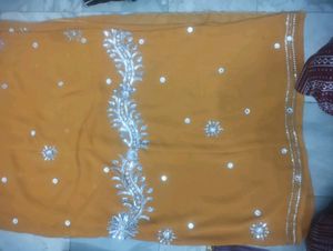 Mustard Saree with Silver Detail