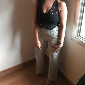 Thick Cotton Mixed Trousers With Belt