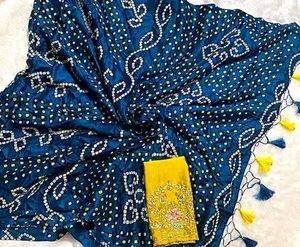 Bandhani Saree with Embroidered Blouse