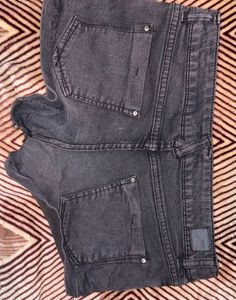 Charcoal Wash Denim Booty Shorts