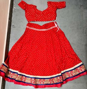 Red &amp; Blue Lehenga Choli Set