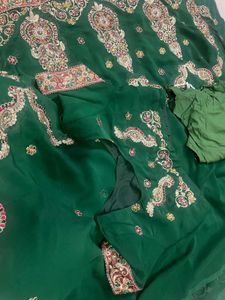 Emerald Green Embroidered Fabric