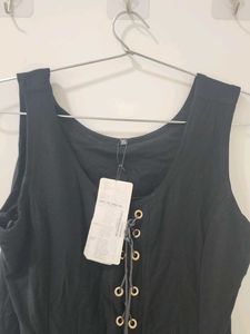 Sale Korean Black Lace-Up Tank Top